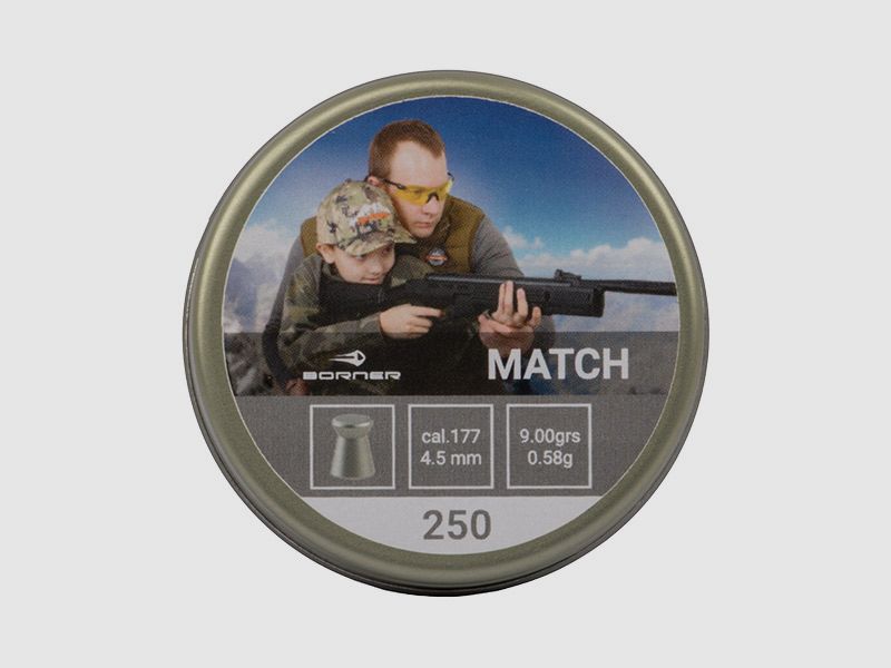 Flachkopf Diabolos Borner Match Kaliber 4,5 mm 0,58 glatt 250 StĂĽck