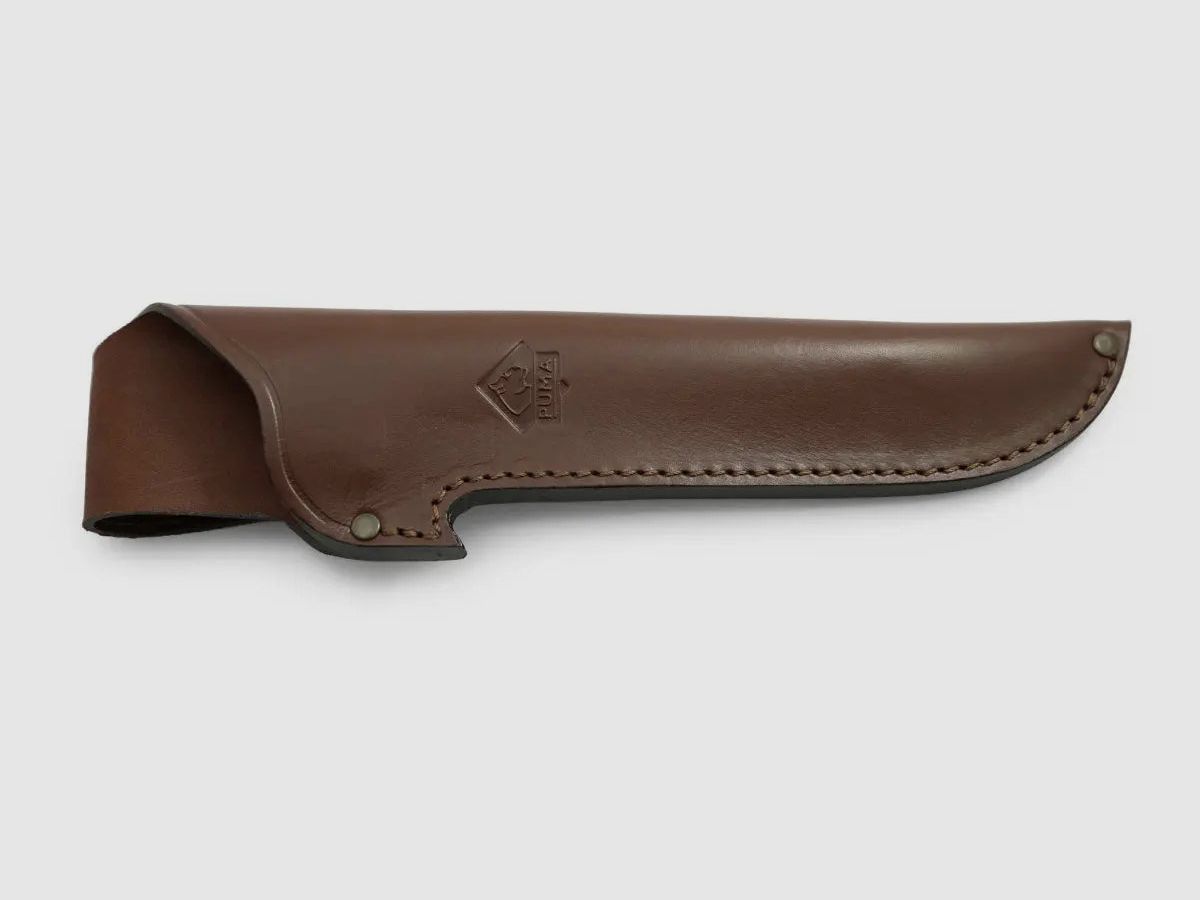 PUMA lederen schede, cognac voor PUMA robuust met walnoot of Micarta