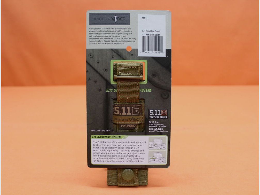 5.11 5.11 Pistol Mag Pouch (58711) 019 Zwarte magazijntas voor 1 pistoolmagazijn (SlickStick-systeem)