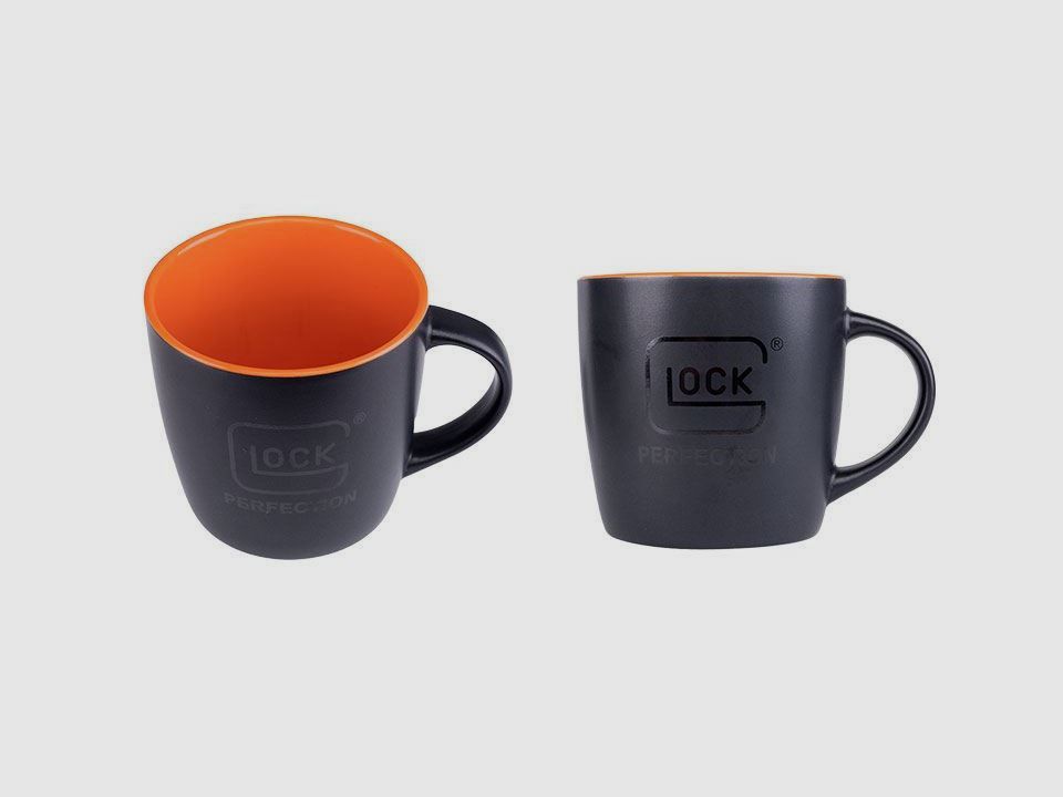 Glock Koffiemok "Perfection" - Zwart/Oranje - 250 ml - Keramiek