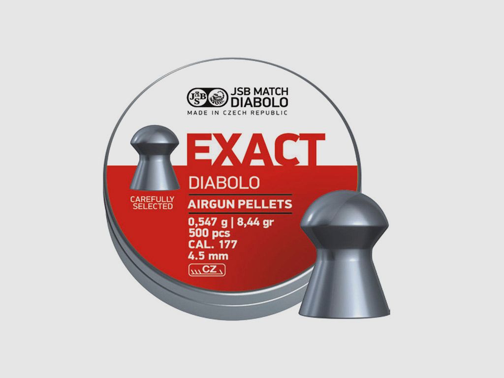 JSB Exact Diabolo, Rundkopf, glatt, Field Target, 0,547 g, Kaliber 4,53 mm, 500 StĂĽck