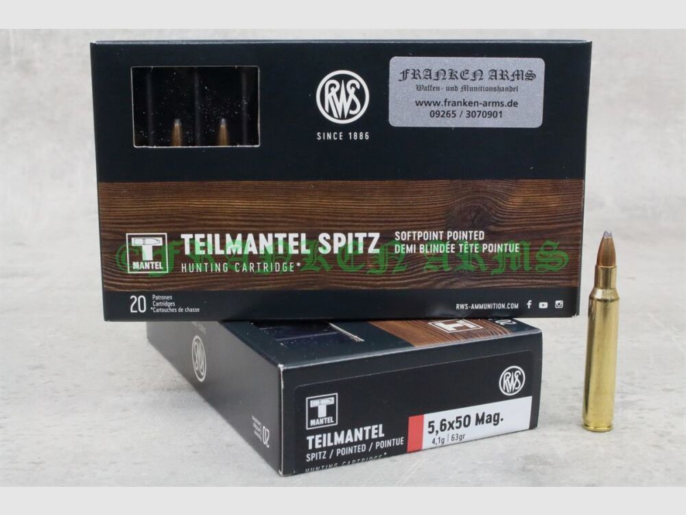 RWS Teilmantel Spitz 5,6x50 Mag. 63gr. 4,1g 20 Stück Staffelpreis