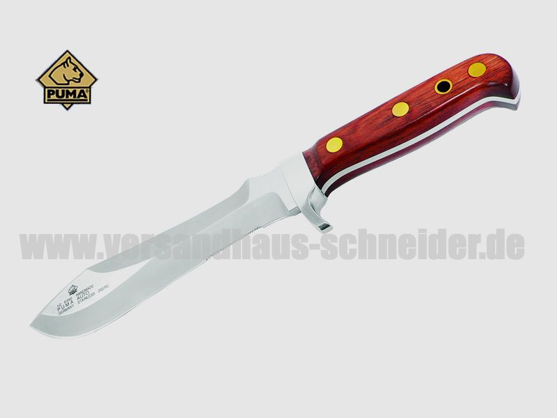 PUMA automesser, White Hunter Klinge Stahl 1.4116, Pflaumenholz, Lederscheide (P18)