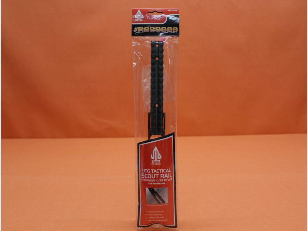 UTG - Leapers Ruger 10/22: Tactical Scout Rail UTG (MNT-R22SS26) Alu Black/ Picatinnyprofil-Montageschiene BL=298mm, Bild 1 von 6