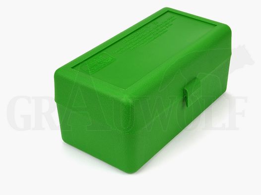 MTM Klappdeckelbox RMLD-50 grün für 50 Patronen: WSM, SAUM, 7,5 Schmidt-Rubin, 32-40