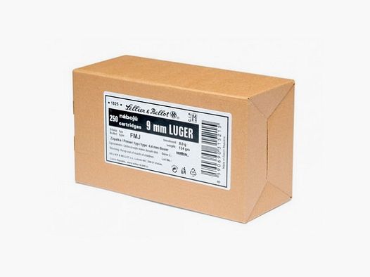 Sellier&Bellot 9mm Luger FMJ 115grn (250 stuks)