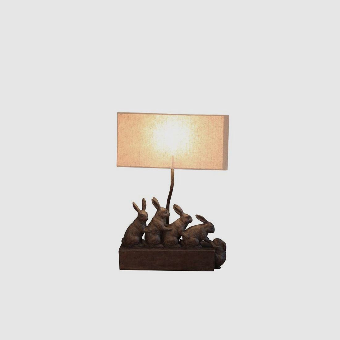 Lovergreen Lampen mit Tiermotiven Motiv Kaninchenfamilie Lampe + Lampenschirm - Polyresin