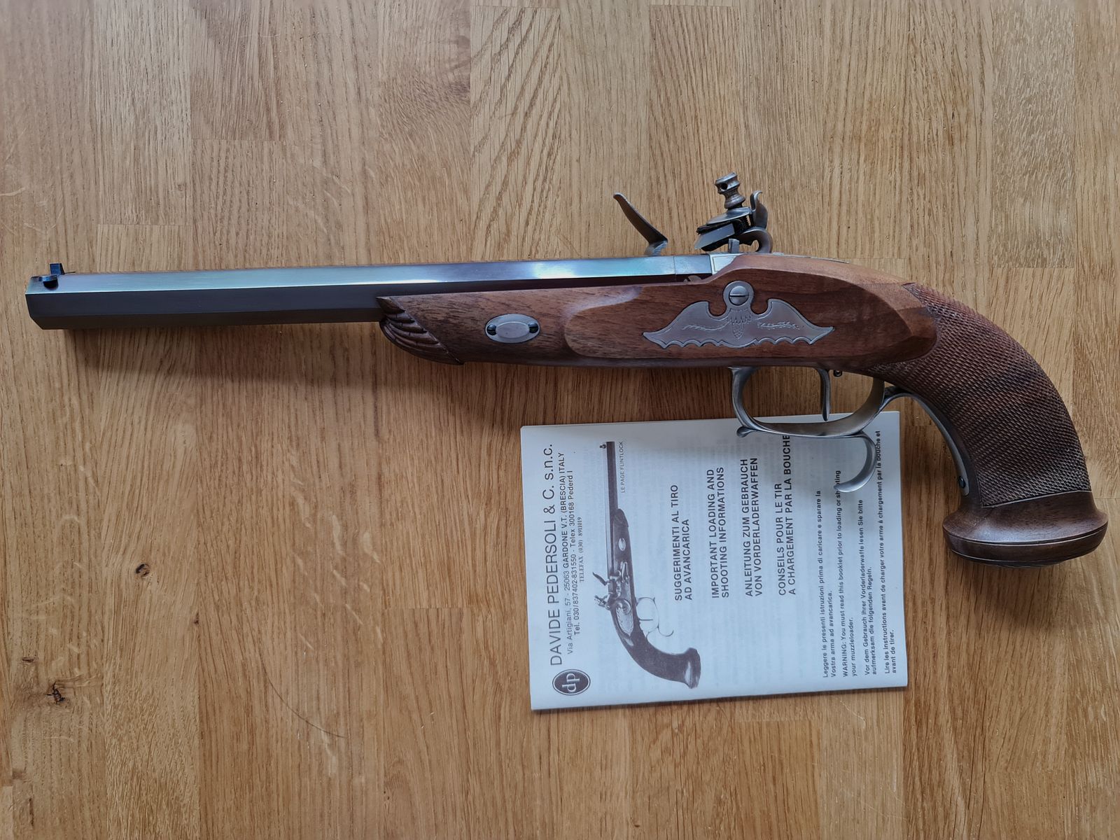 Davide Pedersoli Le Page Steinschloß Vorderlader Pistole Kaliber .44 