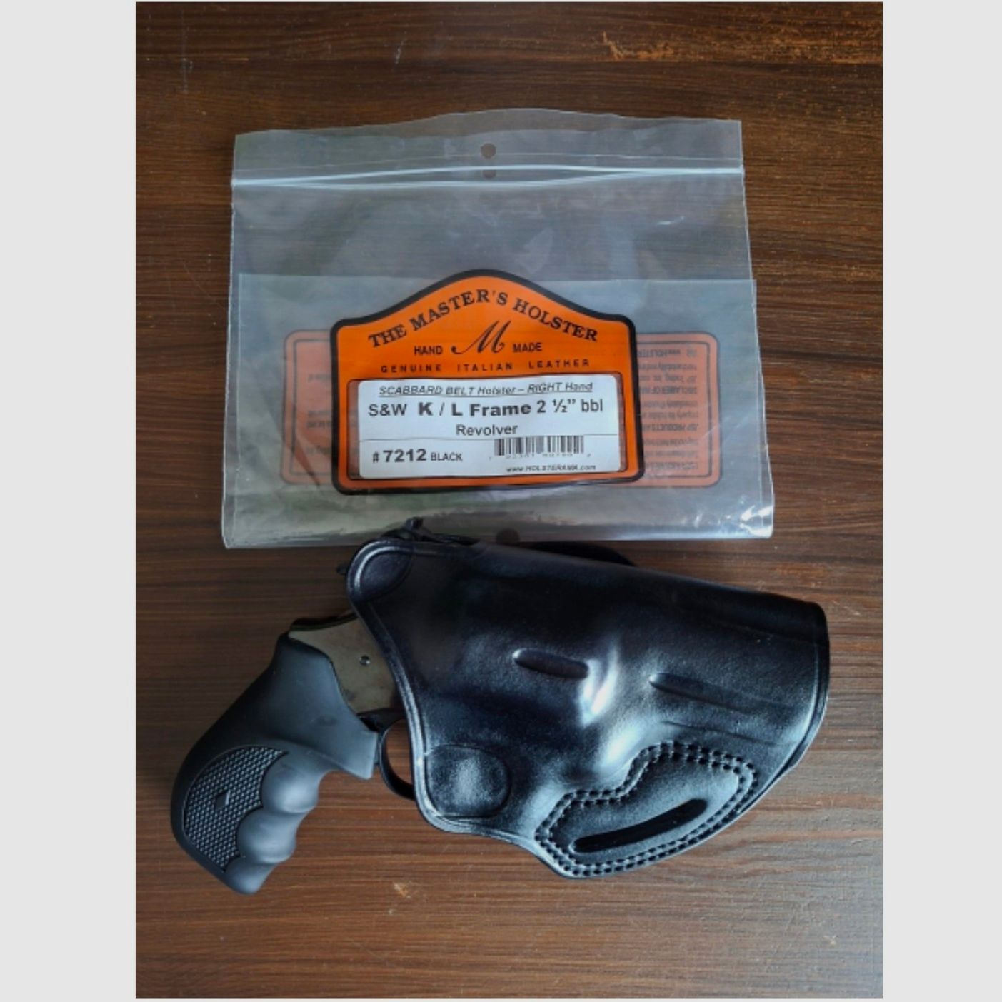 Fondina in pelle nera destra per RUGER GP100 / S&W K & L Frame Revolver + Weihrauch HW 357 Hunter 3