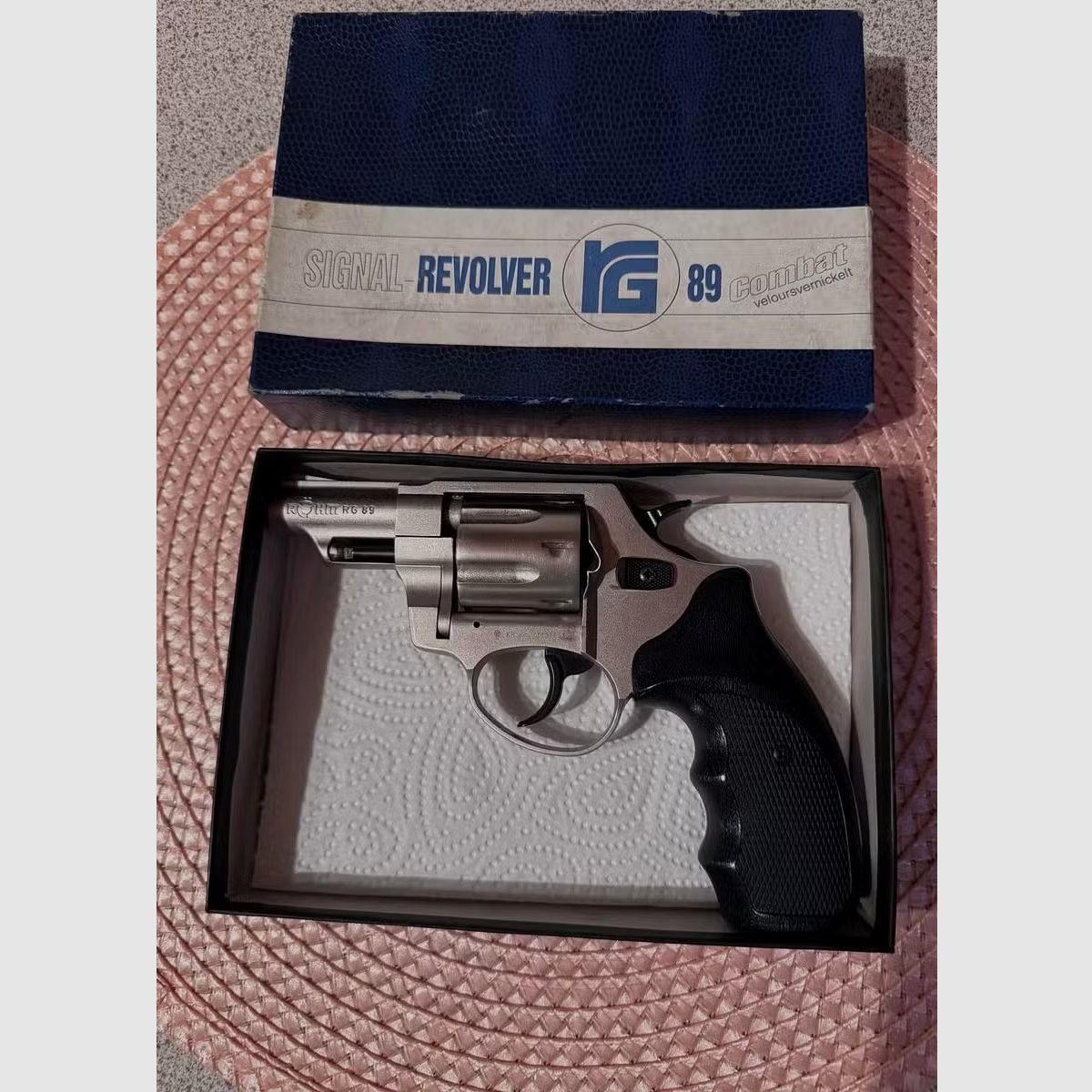 Röhm Gasrevolver (SRS) RG 89 Nickel Kal.9mm R Compatgriff
