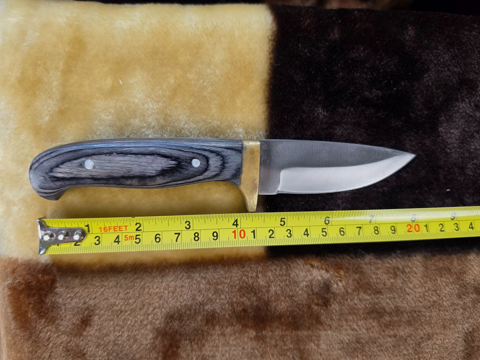 Klassisches Outdoor- & Jagdmesser mit Echtholzgriff und Messing-Knebel – Robustes Allzweckmesser, Bild 1 von 3