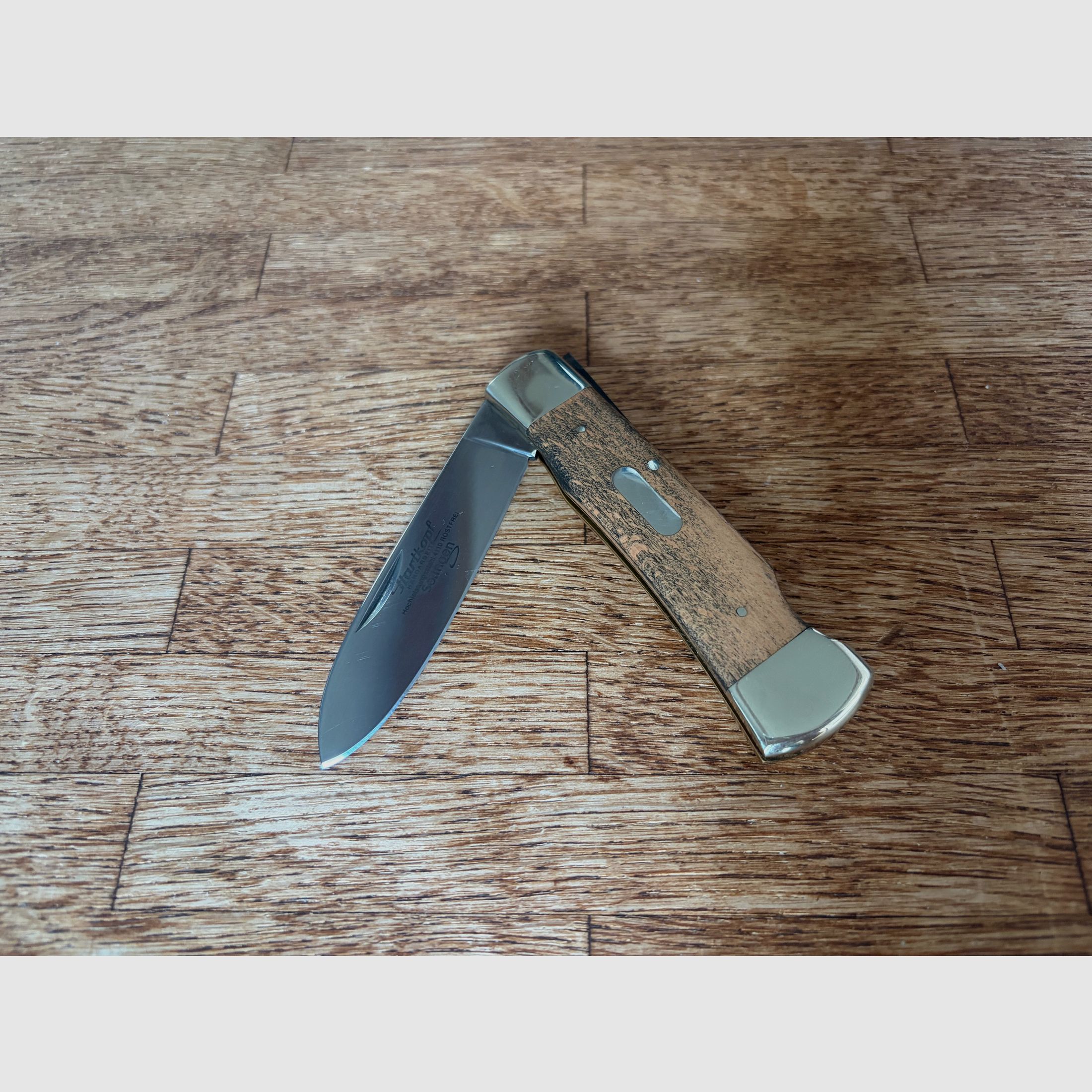 Cuchillo de bolsillo Hartkopf de madera de serpiente – Cuchillo de caballero de Solingen con herrajes de alpaca