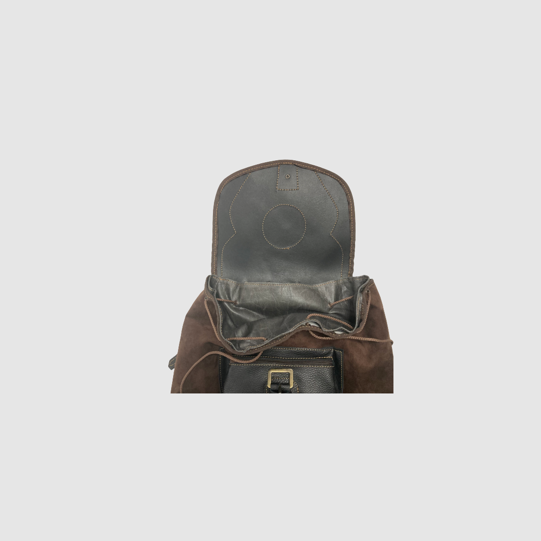 Rucksack aus Wildleder und Leder mit Tasche, Bild 4 von 4