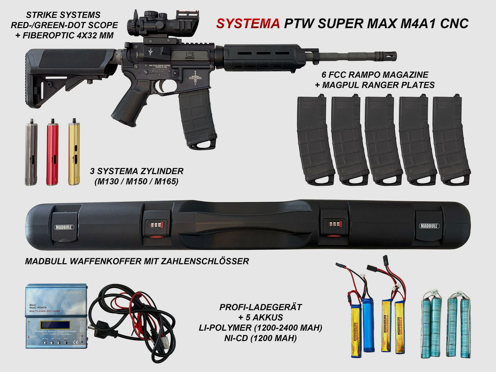 Systema PTW Super Max M4A1 CNC - 3 Zylinder M130 / M150 / M165 - Seltene High-End Airsoft