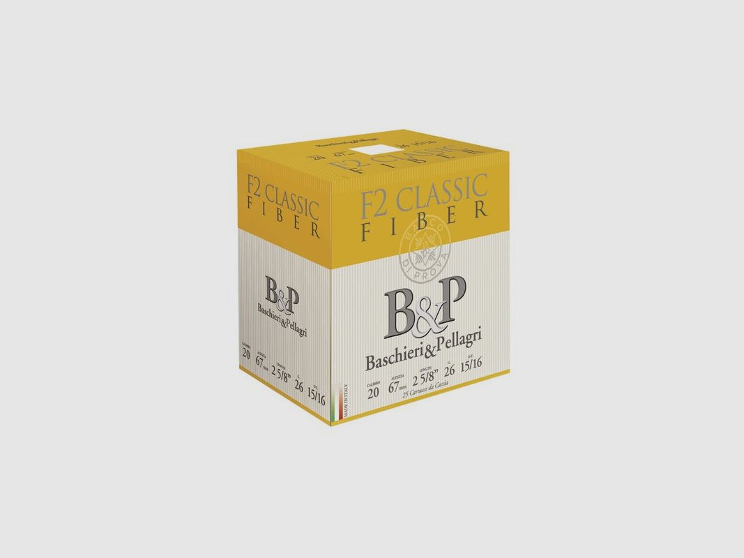Packung mit 25 Patronen B&P F2 Classic Fiber 26 Kaliber 20 - 26g - Pb 6