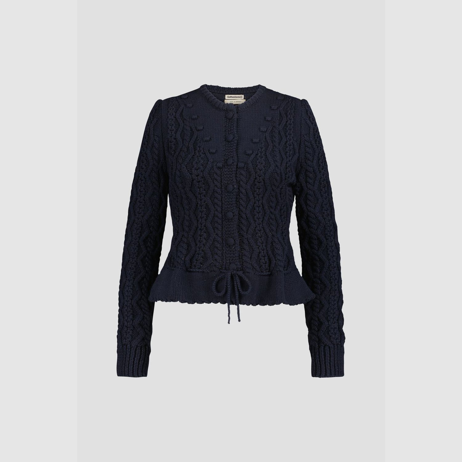 Thank God traditional cardigan in dark blue, image 1 of 2