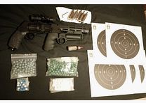 Long T4e HDR50 Tactical Rifle Kit Red Dot Laser Rubber Bullets RAM Paintball Marker Cal .50 Set CO2 Capsules Revolver Pepper Launcher Pepper Thrower long barrel Red DOT