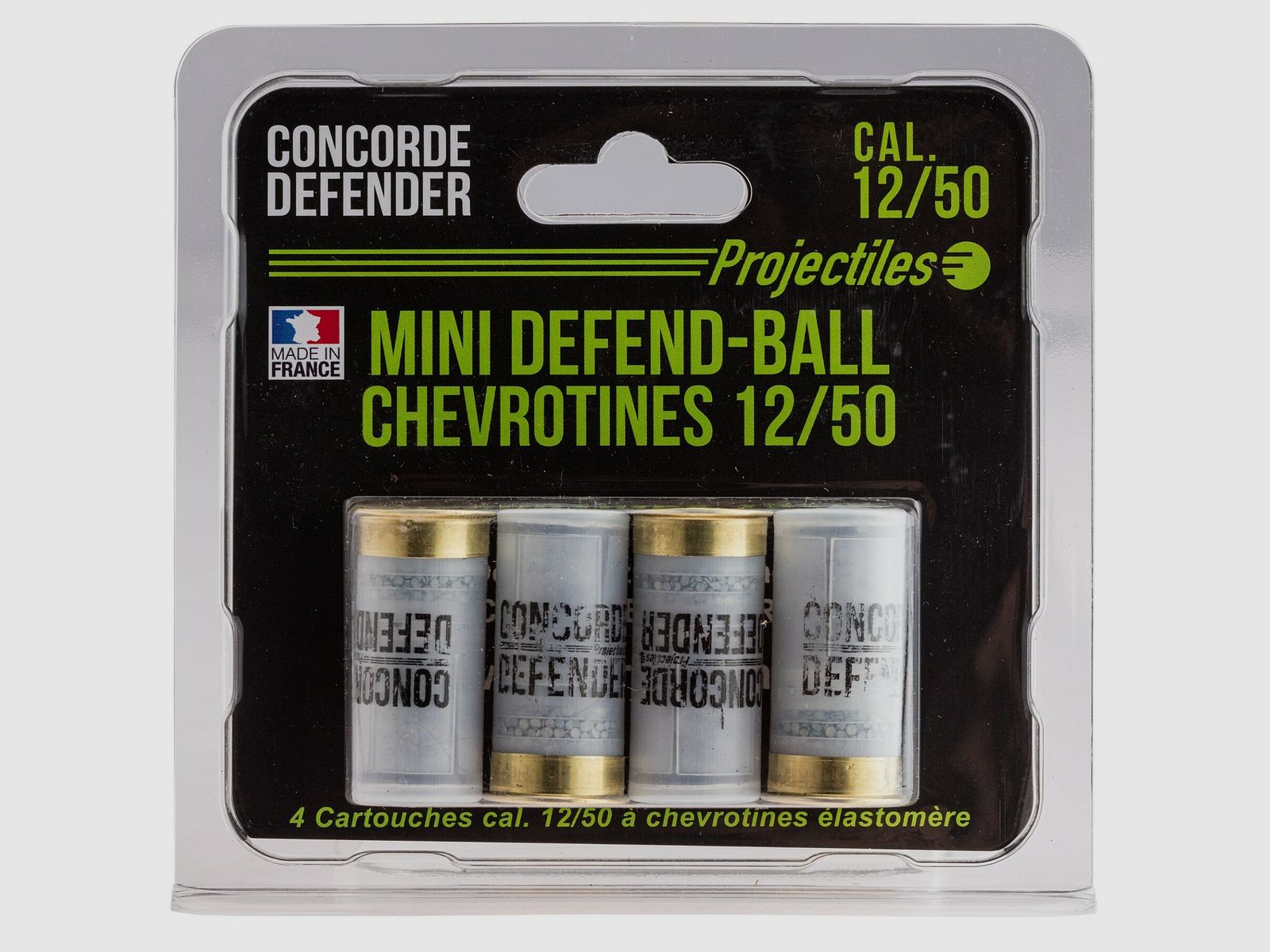 4 Mini Defend-Ball patronen kal. 12/50 hagel Elastomeren CONCORDE, afbeelding 1 van 4