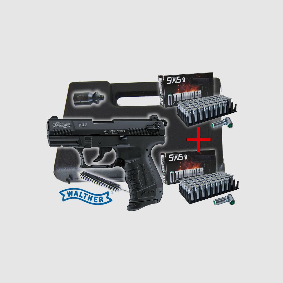 Schreckschuss Pistole Walther P22 Classic schwarz Kaliber 9 mm P.A.K. (P18) +100 Schuss