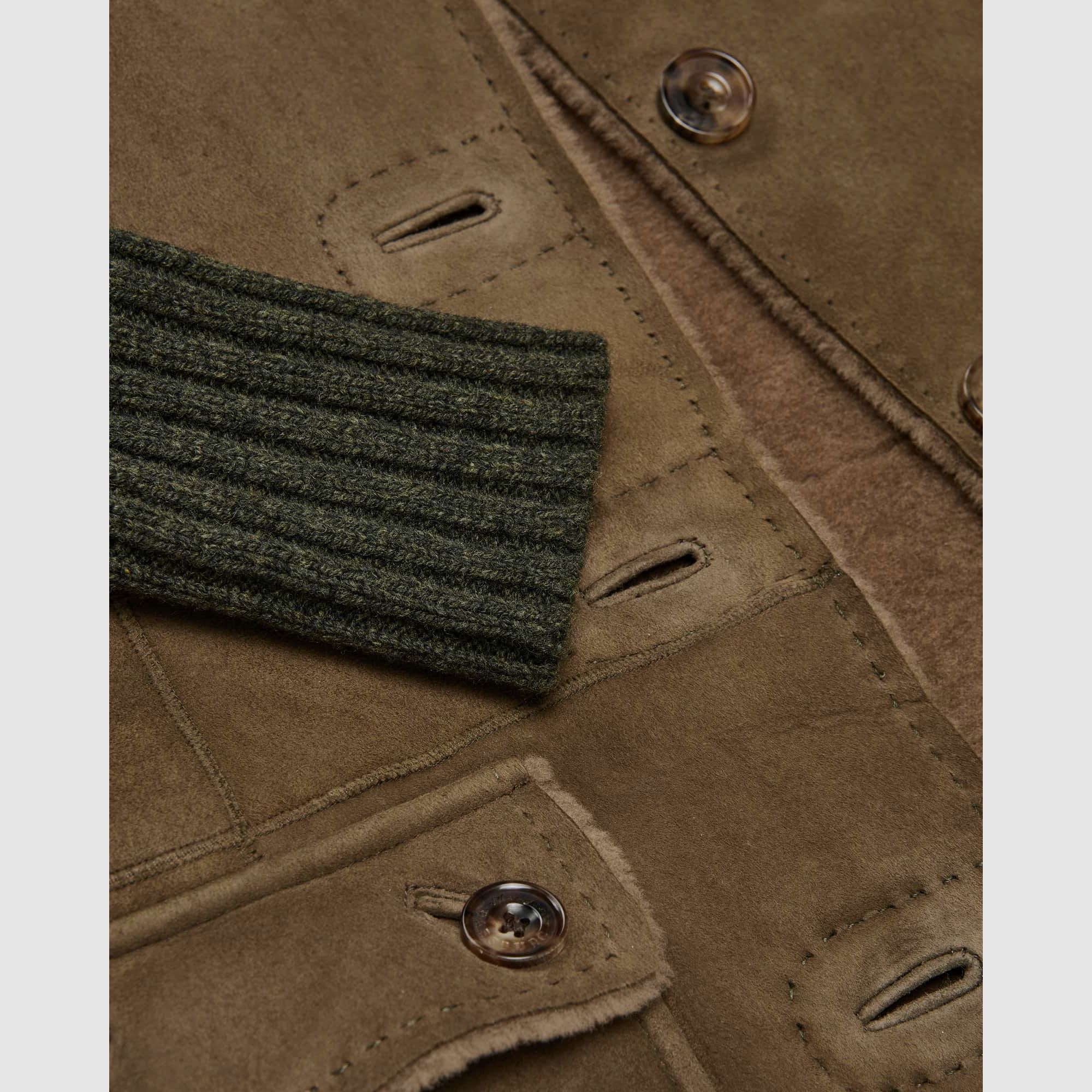 Habsburg Chaqueta híbrida de cuero de cordero Hollenburg en Oliva, imagen 3 de 6