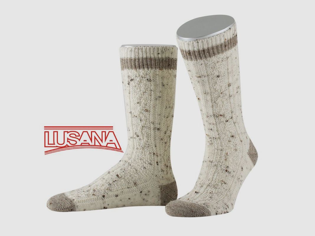 Chaussette traditionnelle Lusana en crème/beige (002)