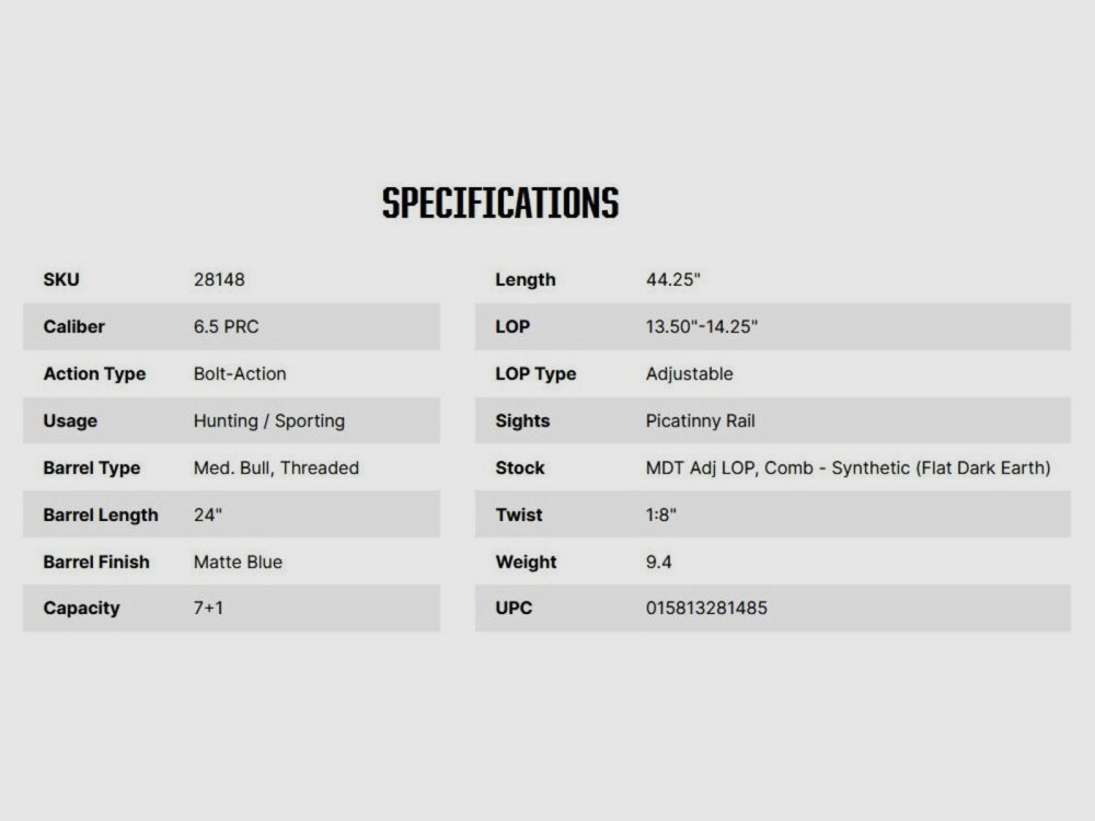 Mossberg Patriot LR Tactical 24" (24 pollici) 6,5mmPRC