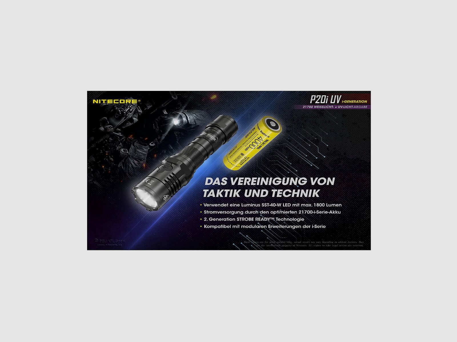 Nitecore® P20i UV 1800 lumen stroboscoop tactische zaklamp, afbeelding 13 van 15