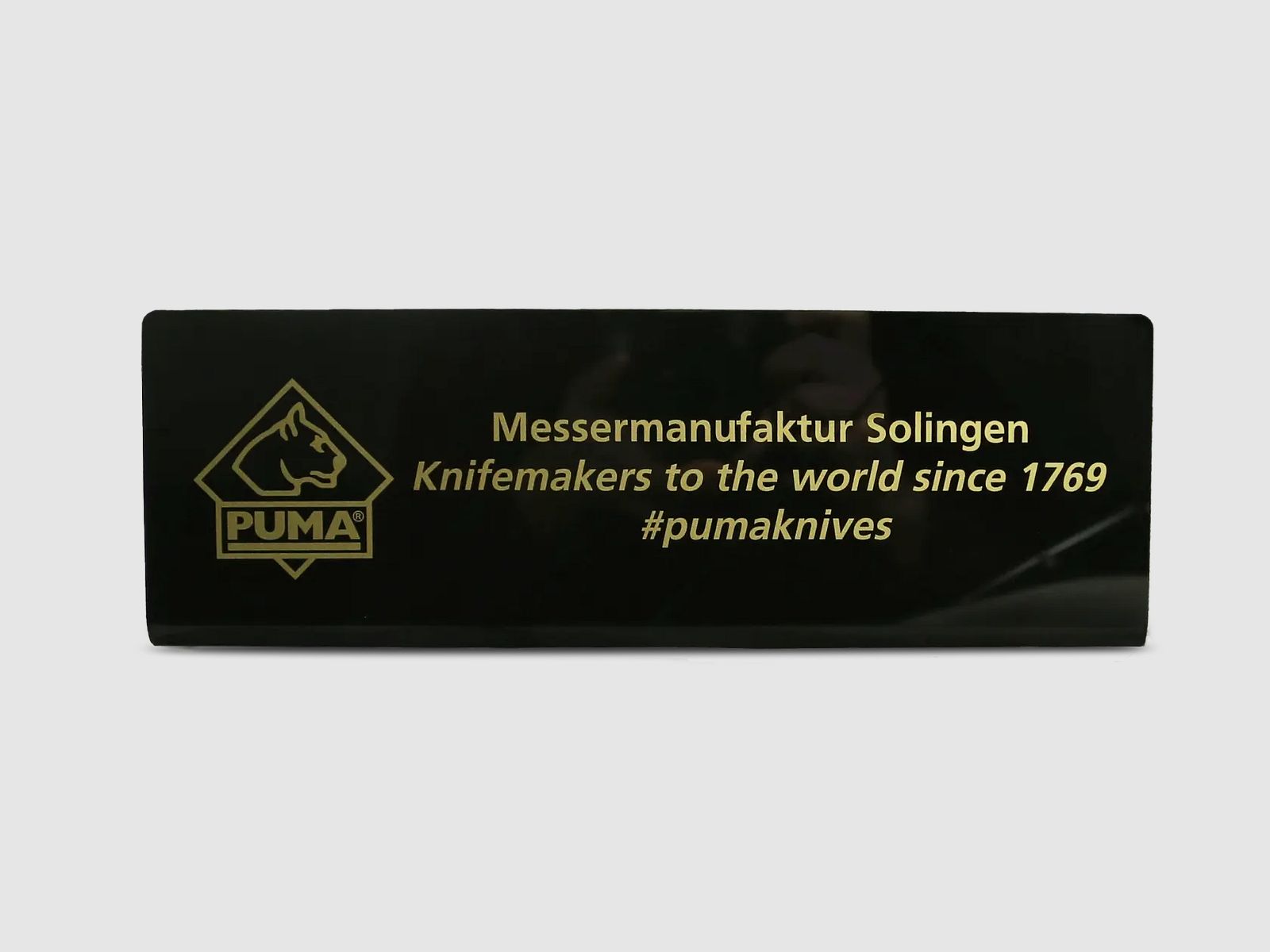 Thekendisplay / Aufsteller schwarz "Knifemakers to the world"