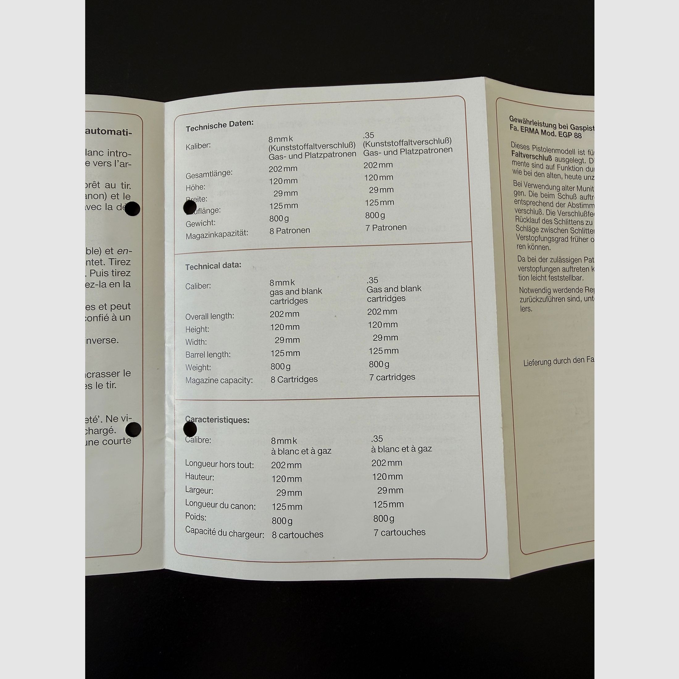 ERMA EGP 88, P1 P38 Nachbau, Kal. 8mmK und Kal. .35, Originalverpackung, Sammlerstück