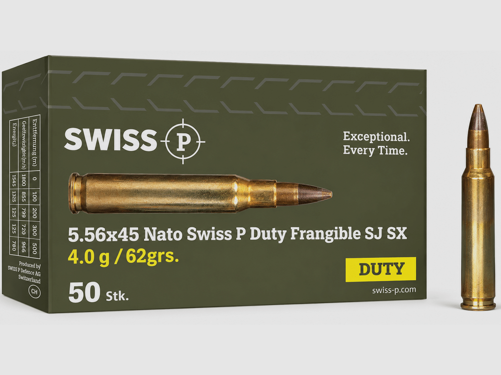 5.56×45 Nato Swiss P Duty Frangible SJ SX 4.0g / 62grs. – 50 Stk., Bild 1 von 2