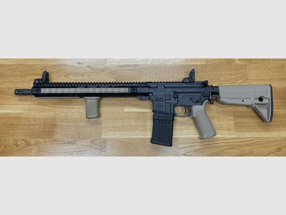 sportlich nutzbar! Windham Weaponry WW-15 halbautom. Büchse .223Rem 16" Lauf mit Mid-Length Gas System - super Basis für Tuning Projekt - System AR15 Typ AR-15 mit Midwest Combat Handschutz + BCMGUNFIGHTER Teile + Magpul Parts