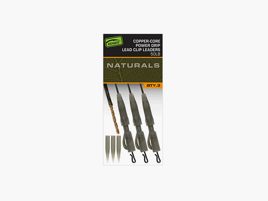 FOX – EDGES™ COPPER-CORE POWER GRIP LEAD CLIP LEADERS 50LB NATURALS (3SZT)