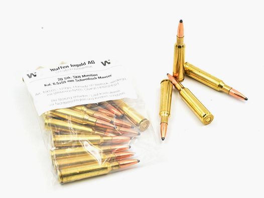 SKH, 6.5 x 55 Mauser Svedese, Hornady SP Interlock 129gr, 20 pz.