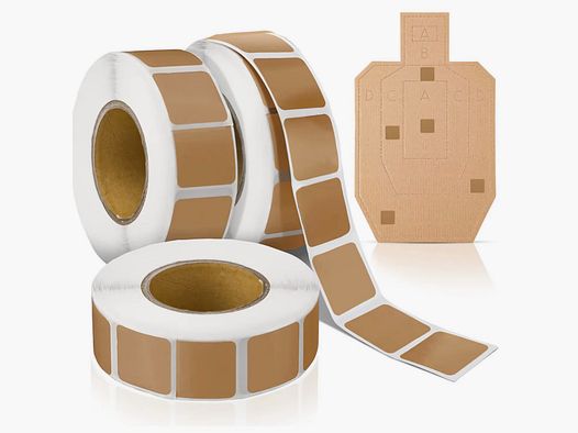 Braune quadratische Schusspflaster 1000er Rollen, 22x22mm