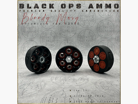 18x + 2 Bloody Mary BLACK OPS AMMO HDR 50 TR Kal.50 Munition T4E Umarex HDR50 TR50