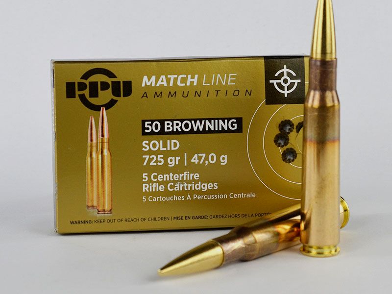 PPU .50 BMG (12,7 x 99) Match Line, 725 grs 1 Packung (5 Schuss á 9,98 €*)