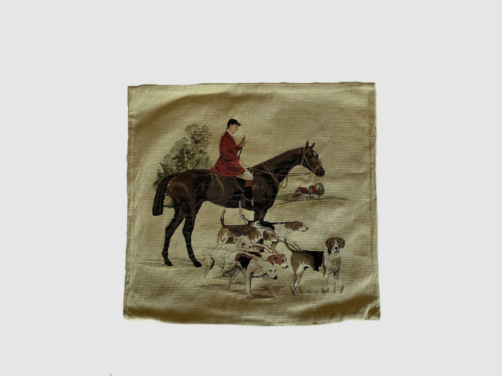 Lovergreen Kissen Motiv Kissen Jagdszene mit Pferd und Reitgerte