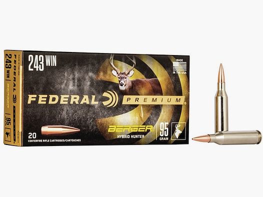 Federal Premium Berger Hybrid Hunter .243 Win. 95GR JHP 20 cartouches