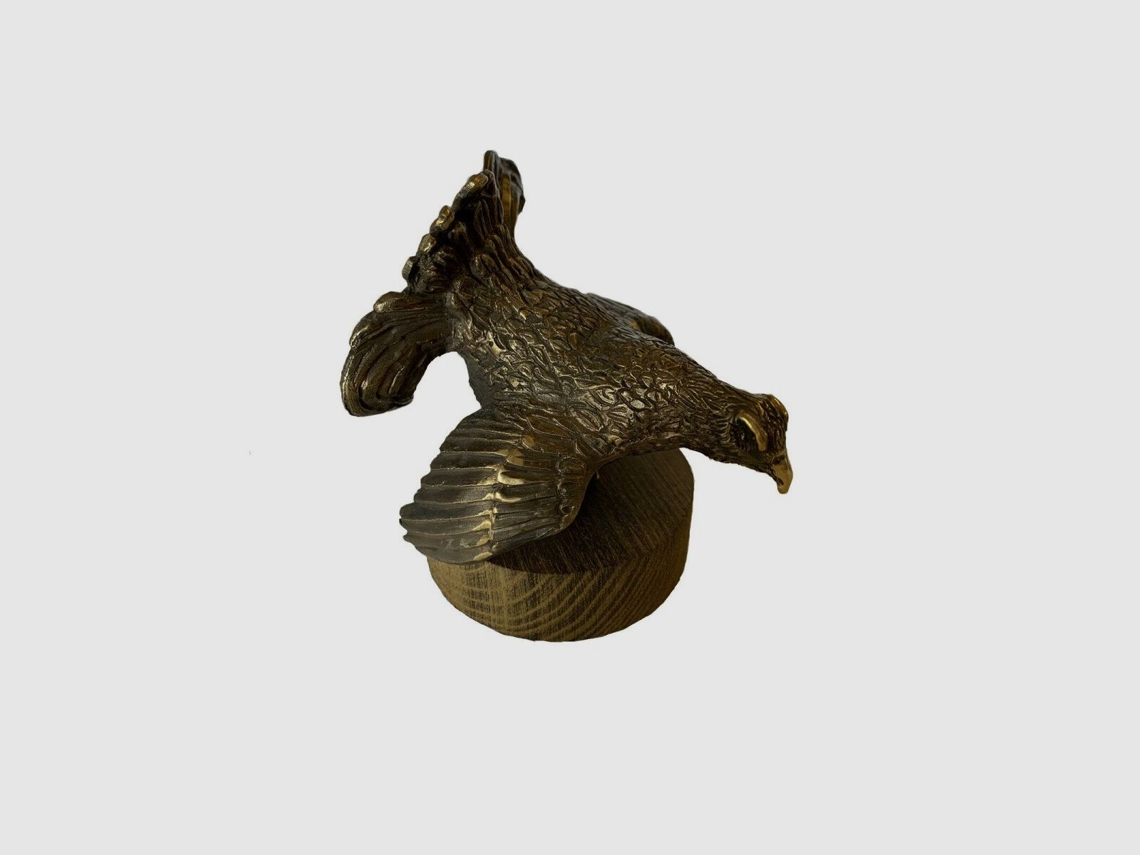 Lovergreen kleine Bronzestatue Motiv Auerhahn auf Holzsockel