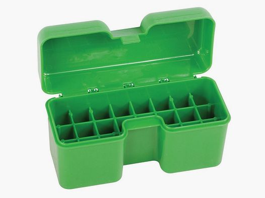 MTM scatola per cartucce RF22-SM-10 verde con coperchio a ribalta per 22 cartucce .270 e altre.