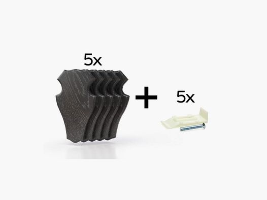Pakket van 5 trofeeplaten 22x13 cm + 5 plastic standaards - Donker