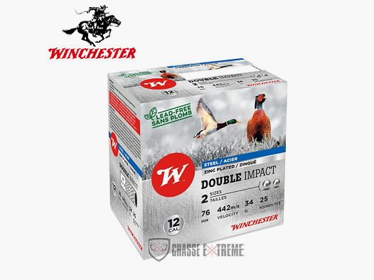 25 Patronen WINCHESTER Steel Hp Double Impact 34g kal 12/76 S4+6