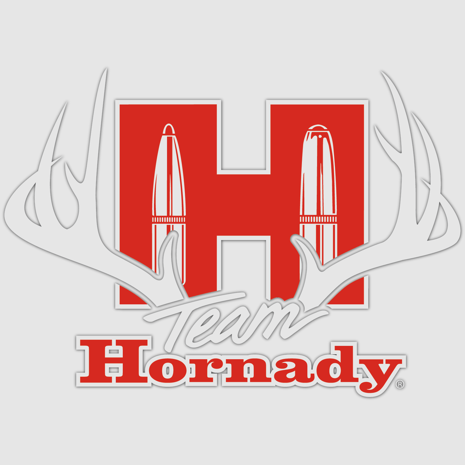 Hornady Team Hornady Antler Aufkleber – Rot/Weiß – ca. 14,0×9,8 cm