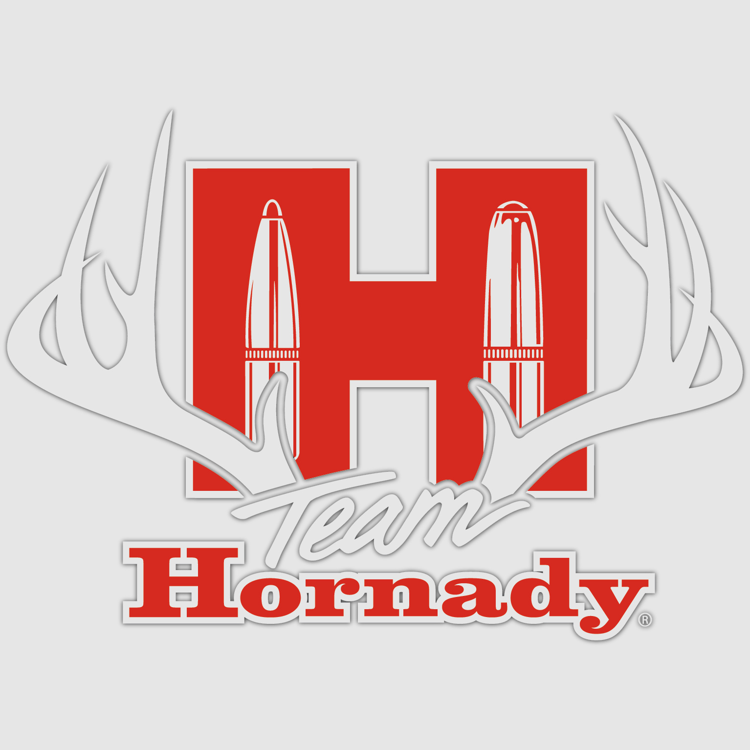 Pegatina Hornady Team Hornady Antler - Rojo/Blanco - aprox. 14,0×9,8 cm
