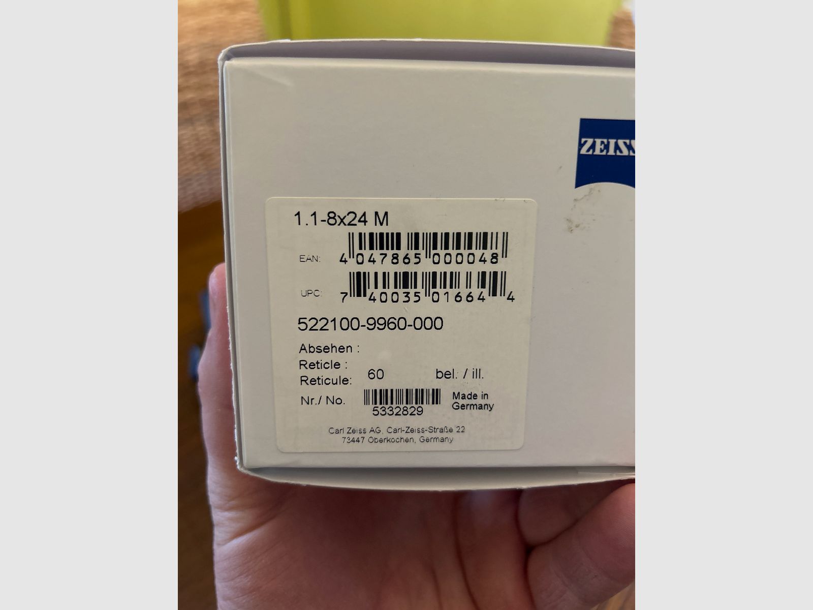 Zeiss V8 1.1 - 8 x 24 with rail, no Swarovski or Leica