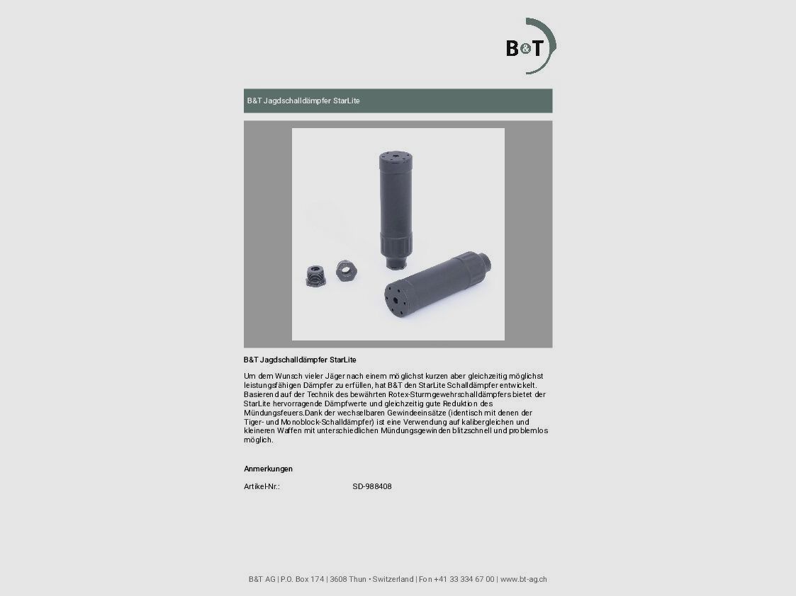 B&T StarLite 6,3-8,2mm, M13x1 droit