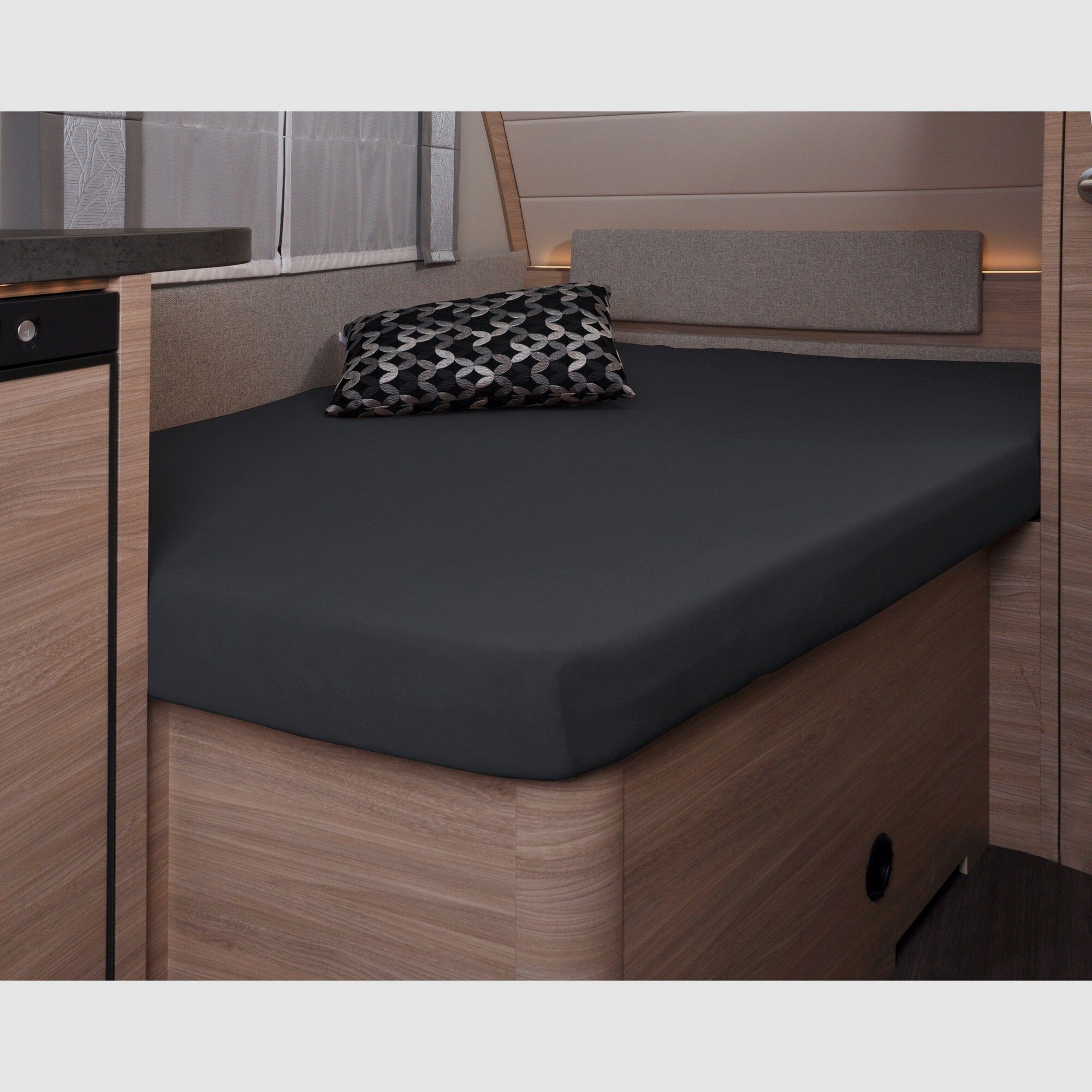 Lenzuolo con angoli, 137 x 195 (110 / 90) cm per letto francese in caravan, titanium, immagine 1 di 4