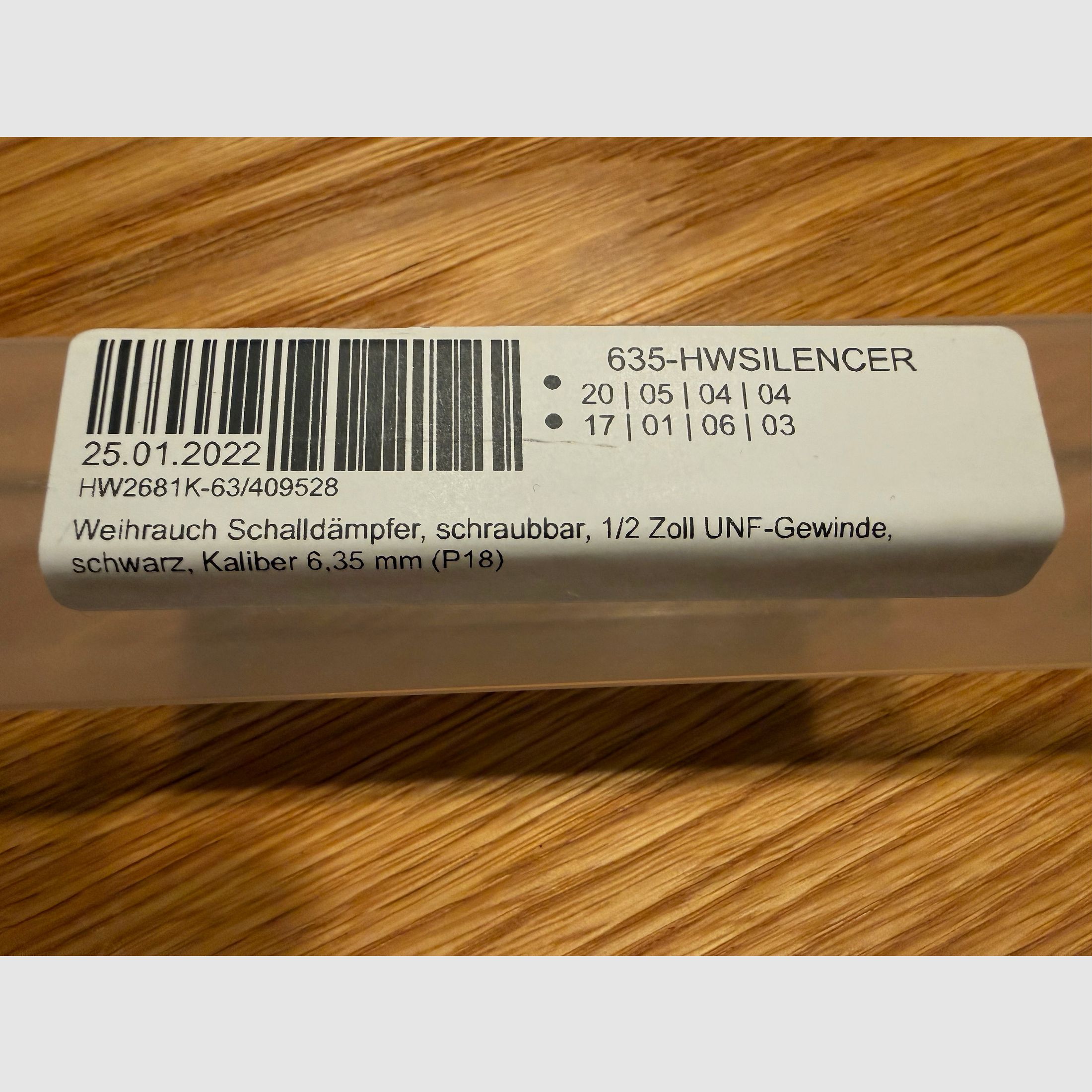 Weihrauch Schalldämpfer 635-HWSILENCER 1/2 Zoll UNF Gewinde