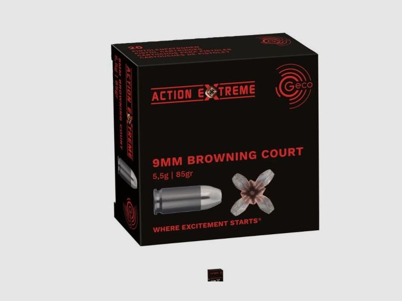 GECO Pistolenmunition 9mmBrowningKurz ActionEXTREME 20 Stk Fangschuss/JHP