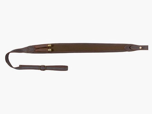 Correa de rifle de neopreno y cuero con 2 bucles para cartuchos - Marrón